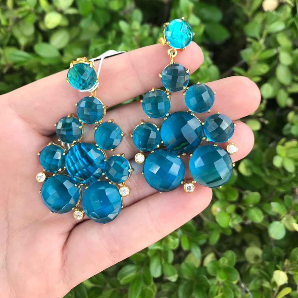 NWT Bubbles Blue Topaz Earrings Sheila Fajl